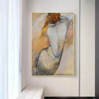 Abstract Hand Painted Girl Sexy Nude Woman Figure on Canvas and Art on the