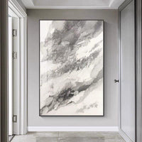 Arrival Hand Painted Abstract On Canvas Gray And White Modern