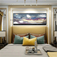 Hand Painted Oil Canvas Painting Modern Abstract Purple Gold Foil Art Painting Decoration