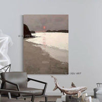 Hand Painted Abstract On Canvas Contemporary Landscape Minimalist Modern Wall Art Decorative