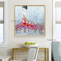 Abstract Canvas Hand Painted Oil Painting Dancing Girl Modern Wall Art Decoration Nordic