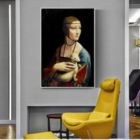 Hand Painted Oil Painting The Lady With An Ermine Canvas Painting On The Wall By Leonardo da Vinci Famous Decor