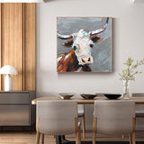 Hand Painted Oil Painting Canvas Art knife Animal Cow Abstract Children's room