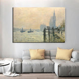 Hand Painted Famous Landscape Oil Painting Claude Monet Thames under Westminster Impression Arts