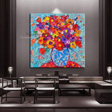 New Hand Painted Oil Painting Thick Knife Flowers Abstract Contemporary Art Design Artworks