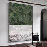 Hand Painted Abstract Wall Art Contemporary Green Style Minimalist Modern On Canvas Decorative