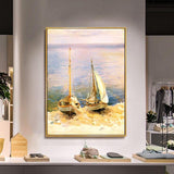 Boat Scenery Oil Painting Hand Painted On Canvas Unique Home Decor Landscape Abstract