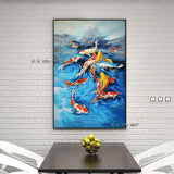 Hand Painted Modern Many Kinds Goldfish Abstract Wall Art On Canvas For Office Decorations
