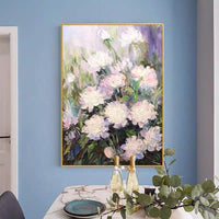 Modern Simple Abstract White Flower Hand Painted Oil painting Home Canvas As