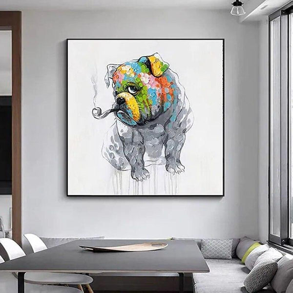 Hand Painted Oil Paintings Cartoon Animals Abstract Cute Colorful Dog Kids Room