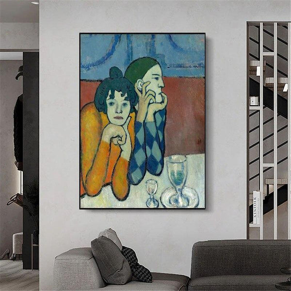 Hand Painted Oil Paintings Picasso Two Clowns Abstract Canvas Wall Art