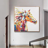 Hand Painted Knife Painting Horse for Wall Decor Hand Painted Abstract Horse Knife Acrylic Painting