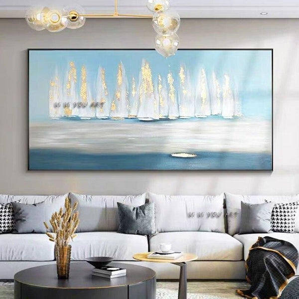 Seascape painting Hand Painted Abstract Art Boat Ship art Artwork