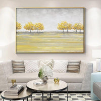 Hand Painted Oil Painting Gold Trees Fall Art Abstract Landscape Wall Paintings Canvas Art Wall