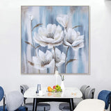 Hand Painted White Flowers Canvas Modern Nordics Bedroom Decor