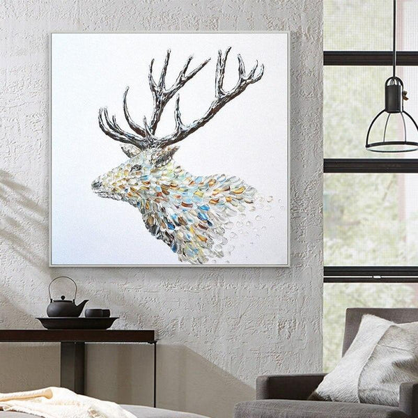 Christmass Color Animal Elk Deer Hand Painted Canvas Oil Painting