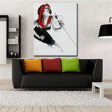 Hand Painted Modern Abstract Singer Oil Painting Red Lip Sexy Singer Oil Painting