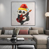 Hand Painted Modern Abstract Cute Baby Panda Oil Painting on Canvas Modern Animal Oil Painting for Decor