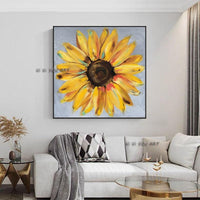 Hand Painted Yellow Sunflowers Canvas Art Wall Canvass