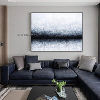 Hand Painted Black White Abstract Textured On Canvas Modern Gallery Wall Hangings Canvas Wall Art