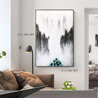 Hand Painted Abstract Mountain Oil Paintings On Canvas Landscape Wall Art Minimalist