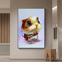 Modern hand painted Cartoon Hamster Oil Painting on Canvas Abstract Animal Wall Art for As