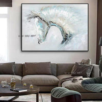 Artist Hand Painted High Quality Abstract White Horse on Canvas Abstract White Horse Painting