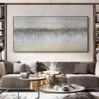 Hand Painted Original Abstract Art Grey Gold Foil Oil Painting Canvas