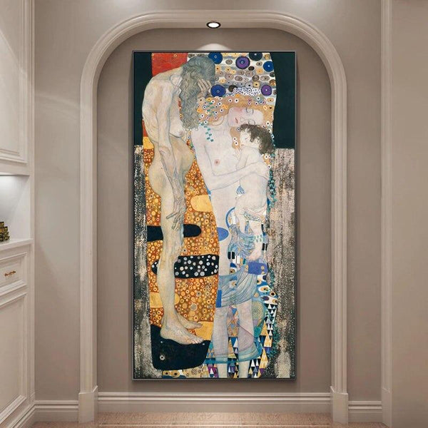 Hand Painted Gustav Klimt by The Three Ages of Woman Oil Painting on Canvas Scandinavian Wall Art