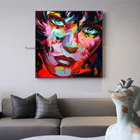 Abstract Hand Painted palette knife portrait Sexy woman face oil painting on Canvas wall Art Home decor