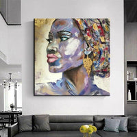 Hand Painted National Style Oil Painting Abstract Characters On Canvas Wall Art For Room