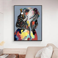Hand Painted Abstract Animal Graffiti Canvas Paintings Cute Puppy Wall Art Kid Decor