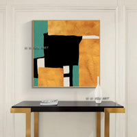 Hand Painted Abstract Colorful Geometry Minimalist Wall Art On Canvas Modern Bedroom