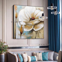 White Flower Modern Abstract Art Canvas Mural Simple Home Bedroom Decoration