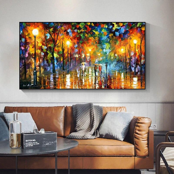 Hand-Painted Hand Painted Oil Painting Modern Classic Knife Street Landscape Character Abstracts Room