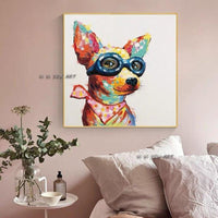 Aritist hand made Dog On Canvas Modern Animal picture Bedroom Wall Art