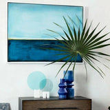 Hand Painted Sea Canvas Painting Blue Abstract Painting Minimalist Art Modern Art