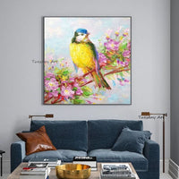 Wall Art Hand Painted Animal Birds Canvas Oil Painting Modern Bedroom