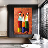 Abstract Hand Painted Scandinavian African Woman Portrait Canvas Painting Wall Decor