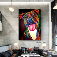 Oil Painting Hand Painted Graffitti Street Art Canvas Animal Colorful Dog Pop Cartoon Painting