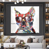 Hand Painted Oil Painting Animals Cool Dog Colorful Abstract Home Children's Room