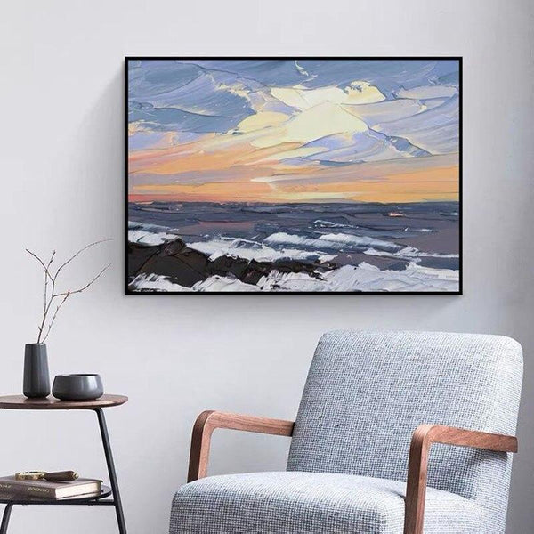 Abstract Hand Painted Landscape Painting Oil Painting Sea Landscape Sunrise Valley Office Hotel