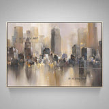 Hand Painted Abstract Wall Art City Building Landscape Decorative Modern On Canvas