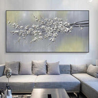 White Colors Hand Painted On Canvas Hand Painted knife Flower