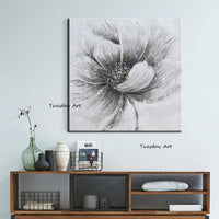 Hot Sale Hand Painted Modern Retro Oil Paintings Gray Flower Wall Art Room Decoration