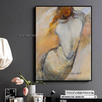 Abstract Hand Painted Girl Sexy Nude Woman Figure on Canvas and Art on the