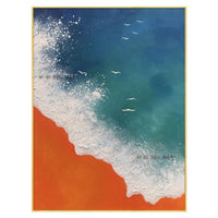 Hand Painted Abstract Modern Sea View Vertical Rectangle Canvas Wall Art Decoration Bedroom