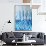 Hand Painted Oil Painting Canvas Simple Blue Landscape Abstract Arts d