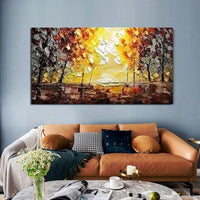 Hand Painted Oil Painting Knife Street Landscape Tree Abstract Canvass