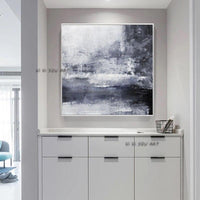 Black White Painting Abstract Painting Landscape Horizontal Wall Art Hand Painted Wall Art Art Canvas